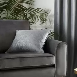 Image of Appletree Boutique Jasper Embossed Hexagon Filled Cushion, Silver, 43 x 43 Cm