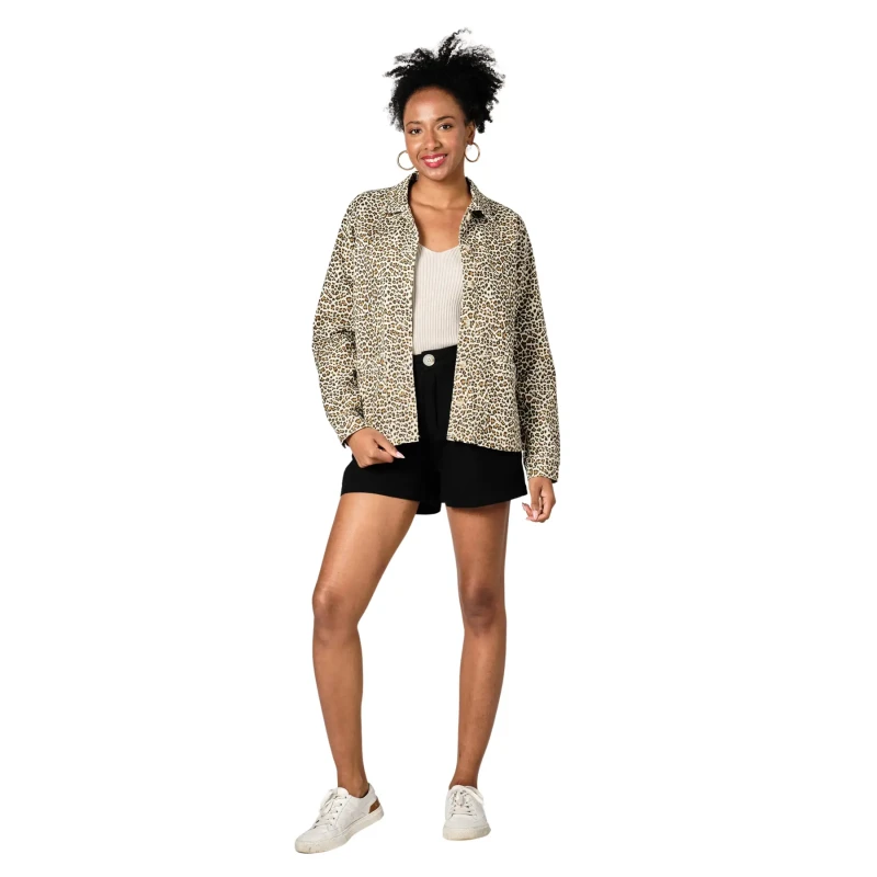 Image of F.A.M. Paris Womens denim jacket F.A.M. Paris Vivian Leopard Marron Female XS