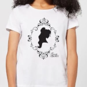 Image of Disney Beauty And The Beast Belle Silhouette Womens T-Shirt - White - L