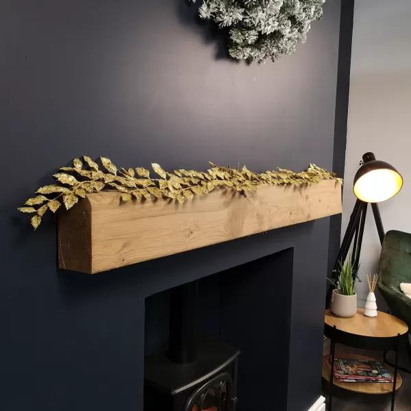 Image of 1.8m Gold Glitter Leaf Christmas Garland Decoration with Hanging Loop