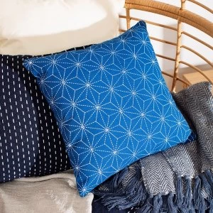 Image of Sass & Belle Stitch Print Blue Cushion