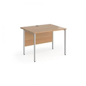 Image of Dams International Rectangular Straight Desk with Beech Coloured MFC Top and Silver H-Frame Legs Contract 25 1000 x 800 x 725mm