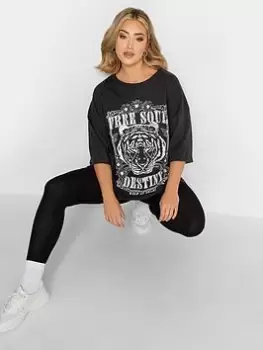 Image of Yours Wild Tiger Boxy Tee, Black, Size 26-28, Women