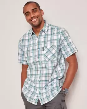 Image of Cotton Traders Mens Guinness Short Sleeve Seersucker Shirt in White