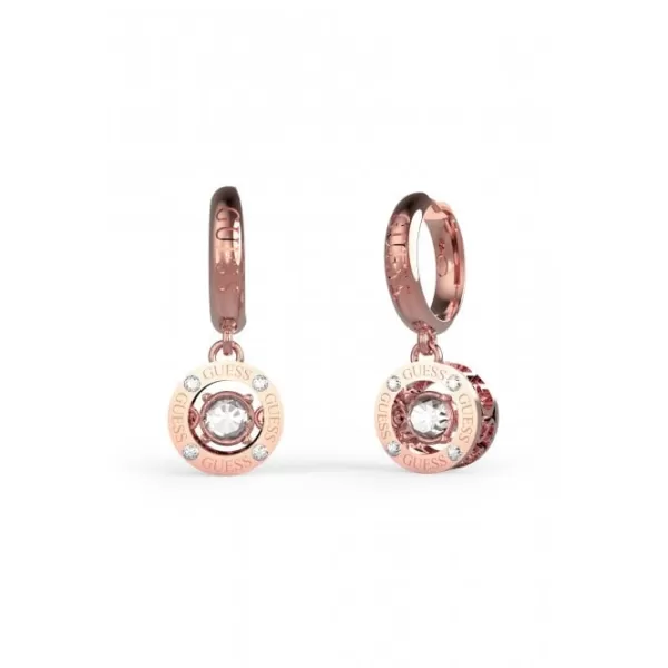 Image of Ladies Rose Gold 24mm Crystals Drop Earrings UBE01463RG