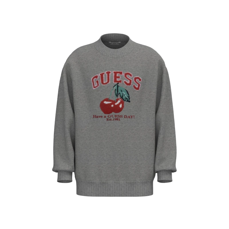 Image of Guess Kids Cherry Crew Neck Jumper Heather H9C9 female 8 Yrs