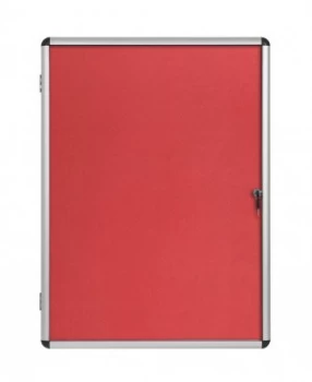 Image of Bi-Office Enclore Red Felt Lockable Noticeboard 9xA4