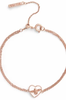Image of Olivia Burton Jewellery Love Bug Chain Bracelet White & Rose Gold OBJLHB08