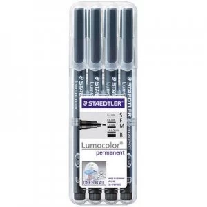 Image of Staedtler Lumocolor permanent S F M B DRY SAFE 31-9WP4GS Permanent marker Black waterproof: Yes