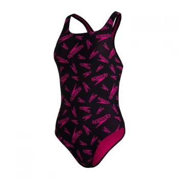 Image of Speedo BM Logo Swimsuit Ladies - Black/Pink