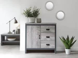 Image of GFW Boston Grey Wood Effect 1 Door 3 Drawer Multi Storage Unit Flat Packed