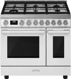 Image of Smeg Portofino CPF92GMWH White 90cm Dual Fuel Range Cooker