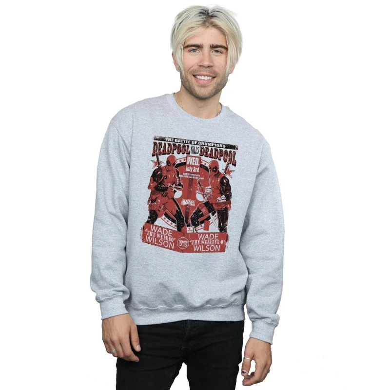 Image of Marvel Marvel Men Deadpool Vs Deadpool Sweatshirt in Grey Size: Small Grey S Male 5057736422199