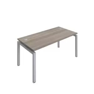 Image of Telescopic Sliding 1 Person Grey Oak Bench with Cable Port - 1400 X 800 - White Frame