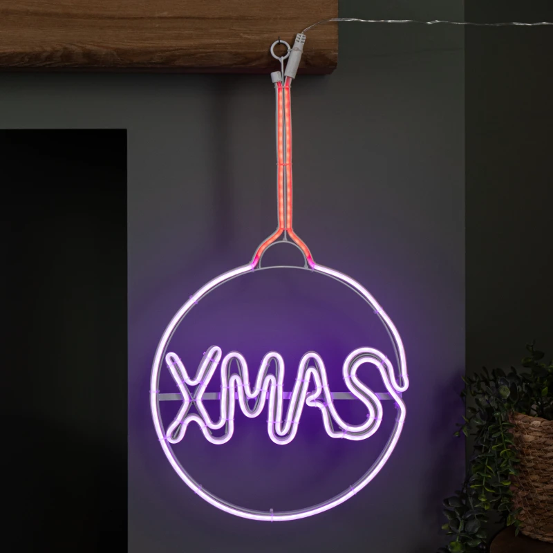 Image of 51cm x 30cm Light up Neon Flex Christmas Bauble with Multi-Coloured LEDs