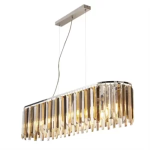 Image of Clarissa 8 Light Bar Ceiling Pendant Chrome, Crystal Prism Drops, E14