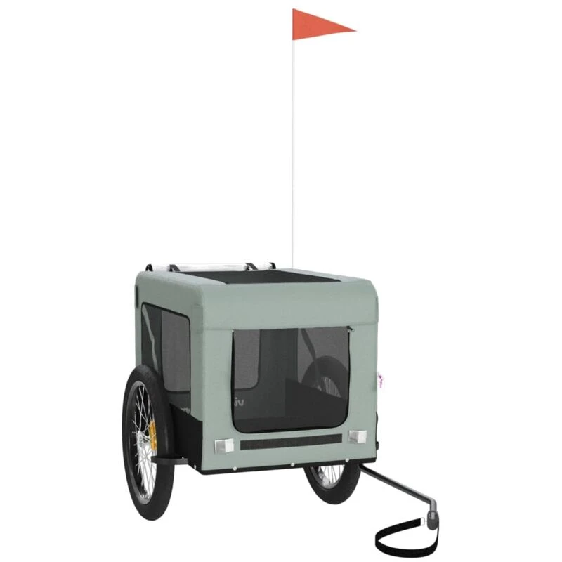 Image of VIDAXL Pet Bike Trailer Grey and Black Oxford Fabric&Iron Vidaxl 8720845770082