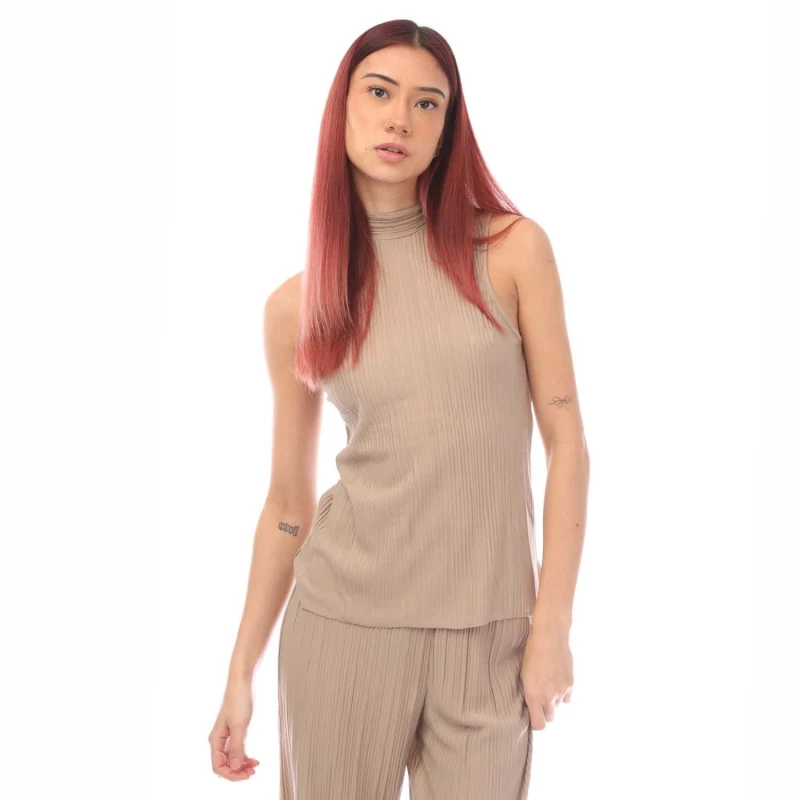 Image of Vero Moda Cira Plisse Tank - Brown Brown 8