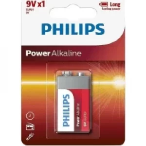 Image of Philips 6LR61 9V Power Alkaline E-Block Battery (1 Pack)