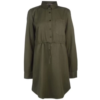 Image of Kangol Long Sleeve Shirt Dress Ladies - Khaki