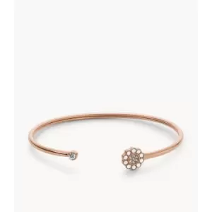 Image of Fossil Womens White Mother-Of-Pearl Stainless Steel Bangle Bracelet - Rose Gold