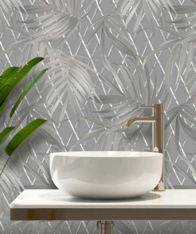 Image of Rasch Paradise Palm Luxury Heavyweight Vinyl - Grey