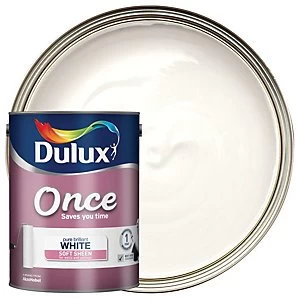 Image of Dulux Once Pure Brilliant White Soft Sheen Emulsion Paint 5L