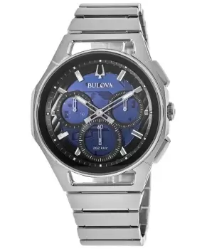 Image of Bulova Curv Chronograph Blue Dial Stainless Steel Mens Watch 96A205 96A205