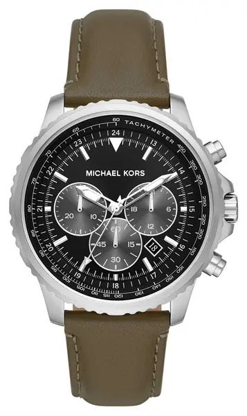 Image of Michael Kors MK8985 Cortlandt Black Chronograph Dial Green Watch