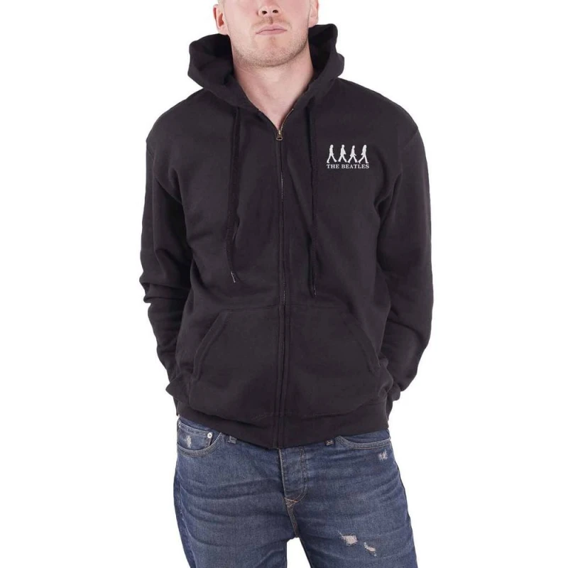 Image of The Beatles Mens Abbey Road Full Zip Hoodie in Black Size: Large Black Male L