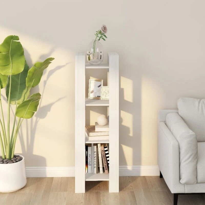 Image of VIDAXL Vidaxl - Book Cabinet/Room Divider White 41x35x125cm Solid Wood Pine 8720286905036