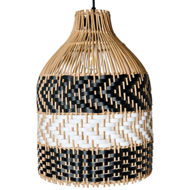 Image of Beliani Pendant Lamp Turabo Rattan Black/ White