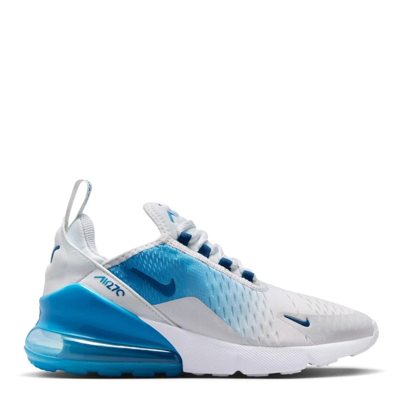 Image of Nike Air Max 270 React Junior Trainers White/Blue male 5 (38)