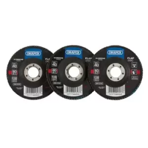 Image of Draper Aluminium Oxide Flap Discs, 115 x 22.23mm, 40 Grit (Pack of 10)