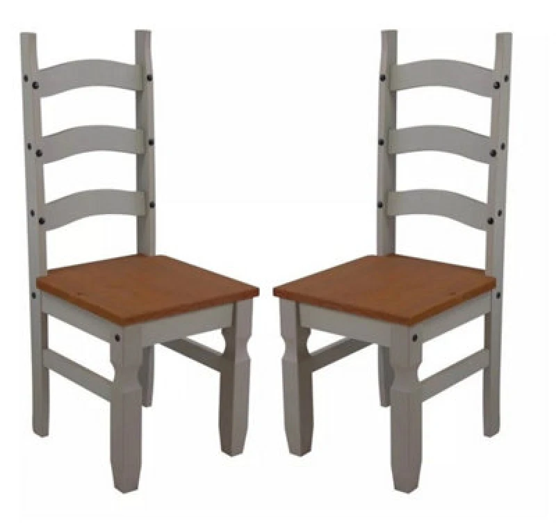 Image of MERCERS FURNITURE Corona Grey Wax Pair of Dining Chairs 5060765291292