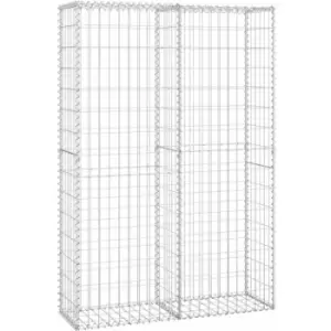 Image of Gabion Basket with Lids Galvanised Wire 150 x 100 x 30cm Vidaxl Silver