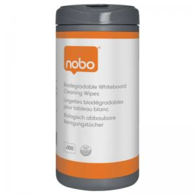 Image of Nobo Nobo Plastic Free Whiteboard Cleaning Wipes (Pack of 100) 1915713 1915713