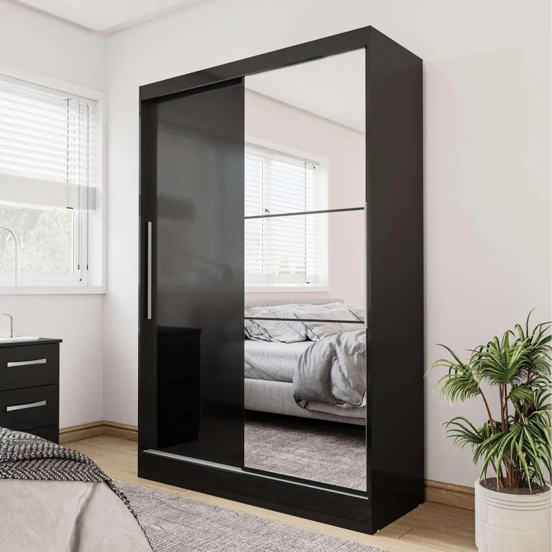 Image of Birlea Lynx 2 Door Sliding Wardrobe Black unisex Black