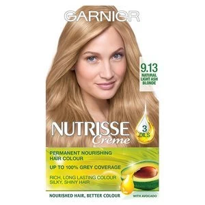 Image of Garnier Nutrisse 9.13 Light Ash Blonde Permanent Hair Dye Blonde