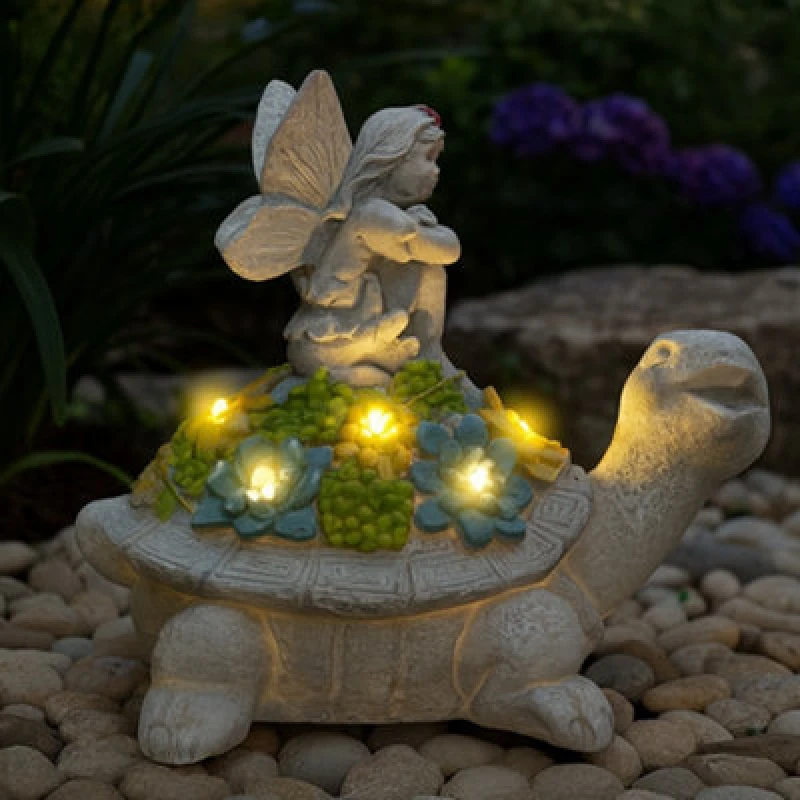 Image of ILFD Group Ltd Solar Turtle Fairy Garden Ornament 20Cm / 8"