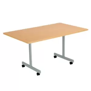 Image of Tc One Eighty Tilting Table 1400 x 800 Silver Legs Beech Rectangular Top