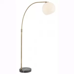 Image of Complete Floor Lamp Matt Antique Brass Plate, Opal Glass