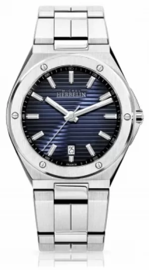 Image of Michel Herbelin Mens Stainless Steel Blue Dial 12245/ Watch