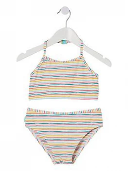 Image of Fat Face Girls Multi Stripe Bikini - Multi, Size Age: 8-9 Years, Women