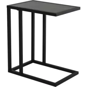Image of Homcom - C-Shape Marble-Look Side Table w/ Metal Frame Home Furniture Black