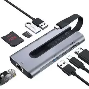 Image of ESR 8-in-1 Portable USB-C Hub Grey 6A001 ESR16509