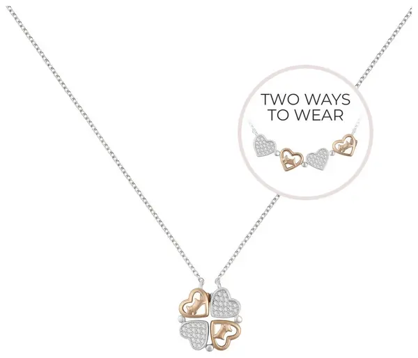 Image of Radley Sterling Silver 18ct Rose Gold Plated Hearts Necklace