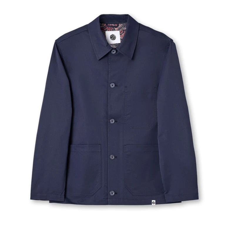 Image of Pretty Green Mens Didsbury Structured Relaxed Fit Overshirt Navy male Small
