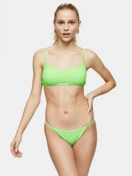 Image of Topshop Crinkle Bikini Briefs - Lime Green, Lime, Size 8, Women