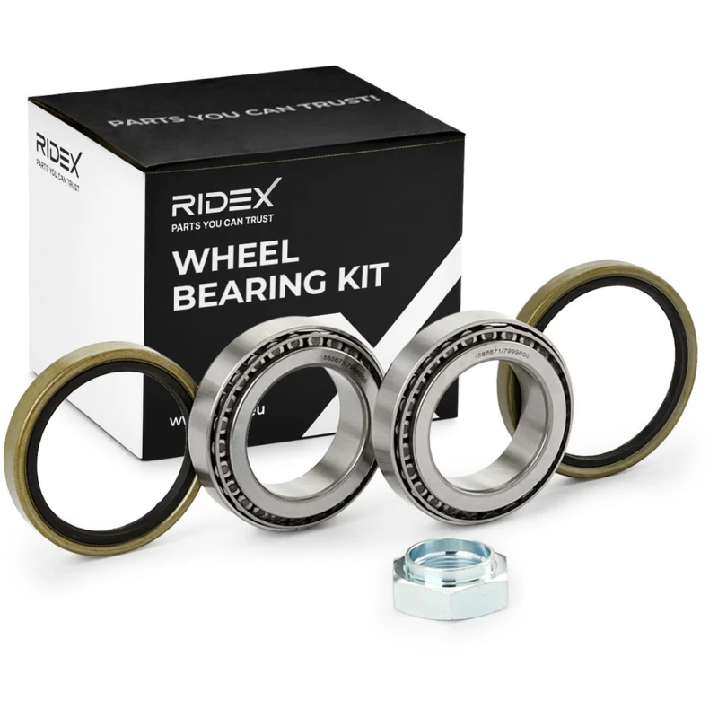 Image of RIDEX 654W0076 Wheel bearing kit Front axle both sides, without ABS sensor ring Wheel Bearing Kit (654)